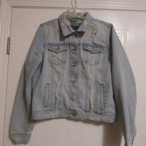 Girls Rue21 Juniors Large Distressed Jean Jacket